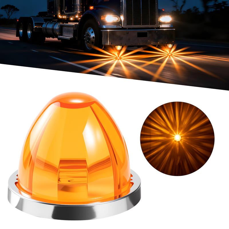 RGBW Lens LED Watermelon Lights for Trucks Side Marker Turn Signal Strobe Waterproof Chassis Lighting with Stainless Steel Bezel for Kenworth Peterbilt Freightliner Marine Boat Trailer