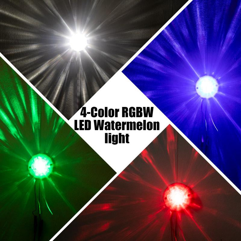 RGBW Lens LED Watermelon Lights for Trucks Side Marker Turn Signal Strobe Waterproof Chassis Lighting with Stainless Steel Bezel for Kenworth Peterbilt Freightliner Marine Boat Trailer