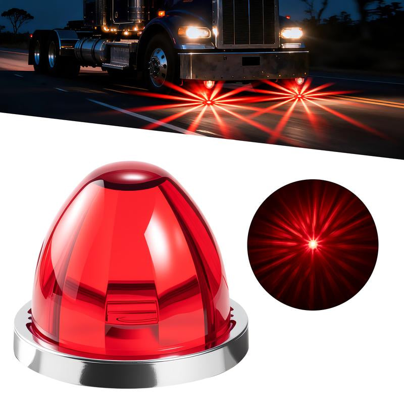 RGBW Lens LED Watermelon Lights for Trucks Side Marker Turn Signal Strobe Waterproof Chassis Lighting with Stainless Steel Bezel for Kenworth Peterbilt Freightliner Marine Boat Trailer