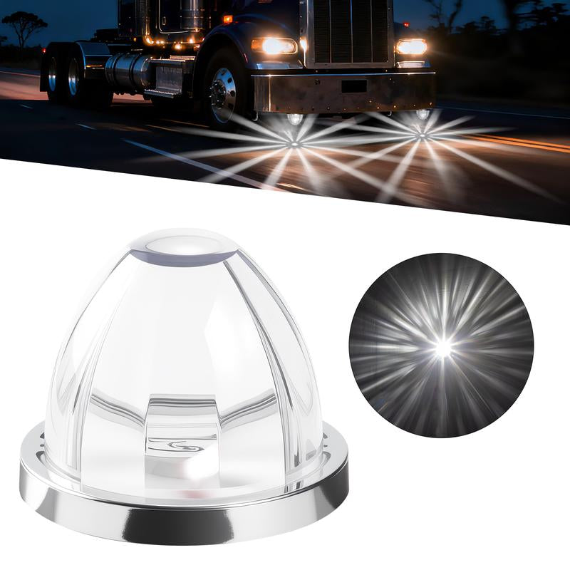 RGBW Lens LED Watermelon Lights for Trucks Side Marker Turn Signal Strobe Waterproof Chassis Lighting with Stainless Steel Bezel for Kenworth Peterbilt Freightliner Marine Boat Trailer