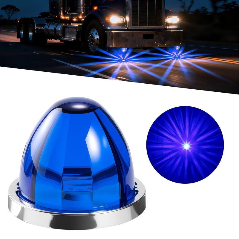 RGBW Lens LED Watermelon Lights for Trucks Side Marker Turn Signal Strobe Waterproof Chassis Lighting with Stainless Steel Bezel for Kenworth Peterbilt Freightliner Marine Boat Trailer