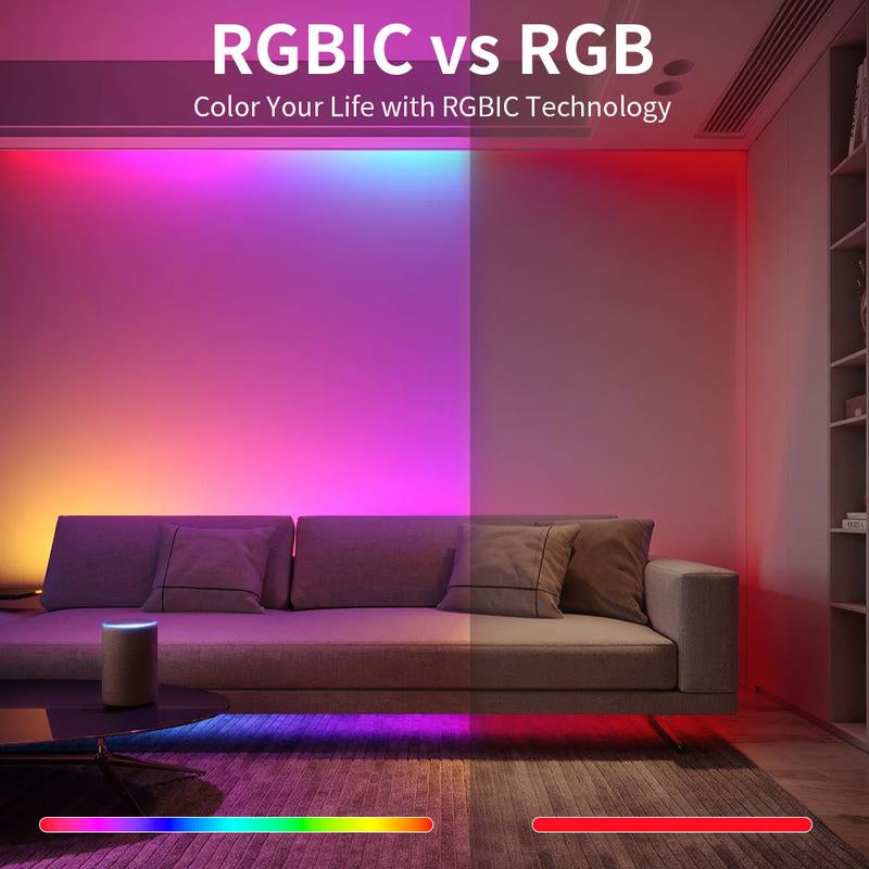 Upgraded 16.4FT/5M RGBIC LED Strip Light with App & Remote – USB Powered, Music Sync, Adhesive Dimmable Light Fixture for Bedroom, TV, Party,Cabinet, Holiday Decor, Christmas Gifts