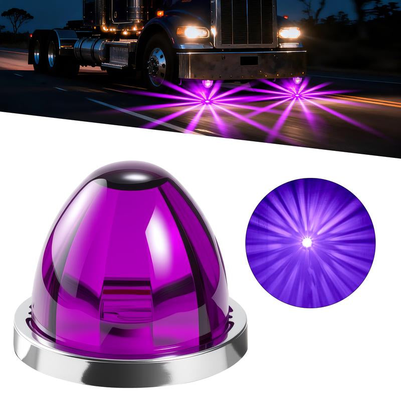 RGBW Lens LED Watermelon Lights for Trucks Side Marker Turn Signal Strobe Waterproof Chassis Lighting with Stainless Steel Bezel for Kenworth Peterbilt Freightliner Marine Boat Trailer