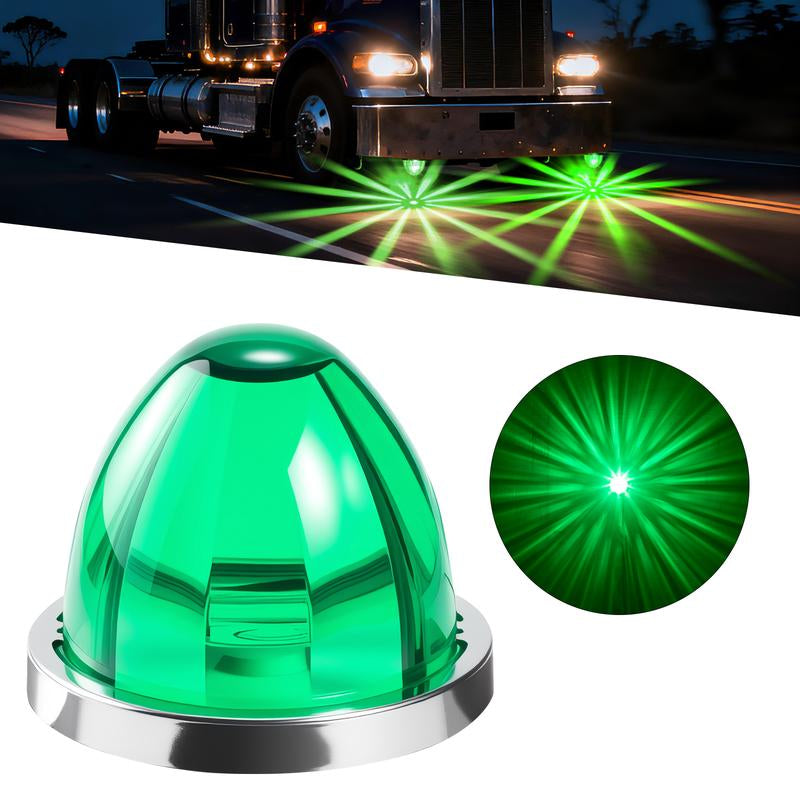 RGBW Lens LED Watermelon Lights for Trucks Side Marker Turn Signal Strobe Waterproof Chassis Lighting with Stainless Steel Bezel for Kenworth Peterbilt Freightliner Marine Boat Trailer