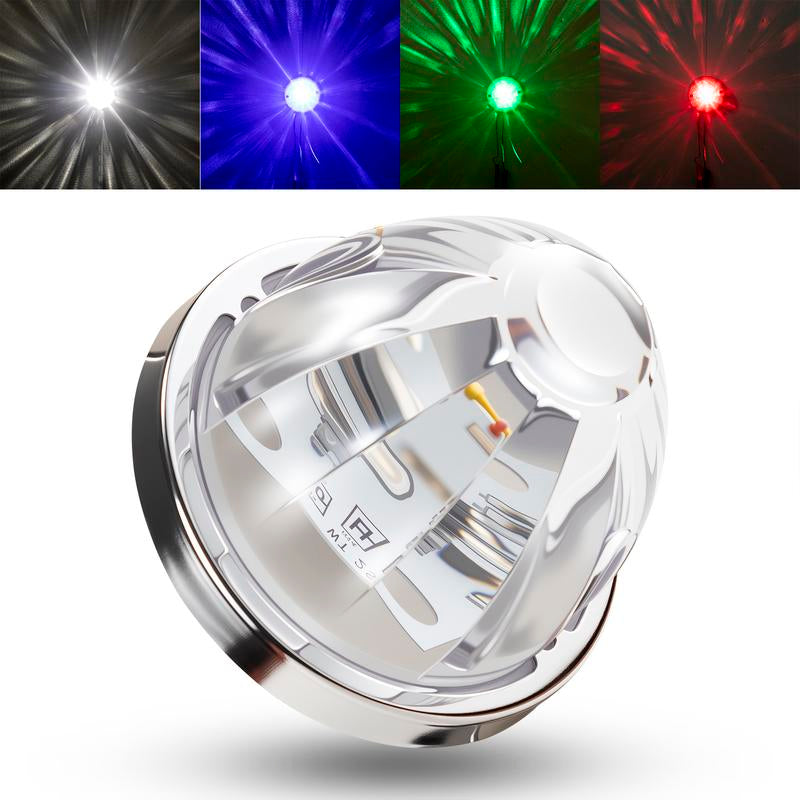 RGBW Lens LED Watermelon Lights for Trucks Side Marker Turn Signal Strobe Waterproof Chassis Lighting with Stainless Steel Bezel for Kenworth Peterbilt Freightliner Marine Boat Trailer