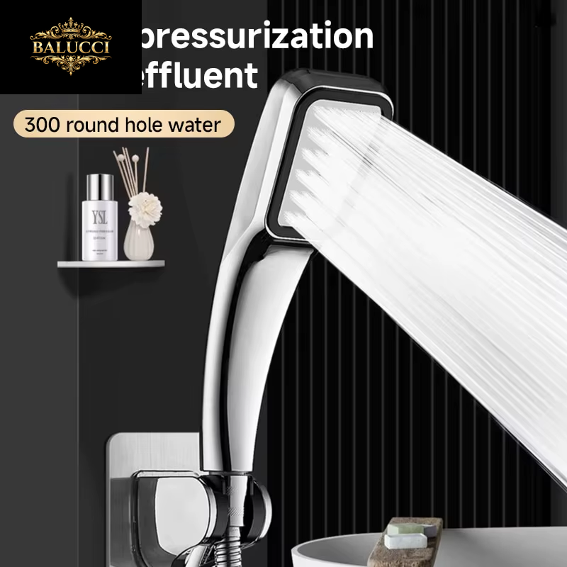 300 Holes Pressurized Showerhead Hand Hold Square Shower Head Water Saving Rainfall Spray Nozzle Bathroom Accessories